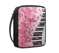 Lovewang Couverture Bible Piano Fleur Rose Pochette Livre en Tissu Toile Polyeste avec Poignée et Fermeture éclair Housse de Protection pour Bible pour Femme Hommes 27.5x22.5x5.5 cm