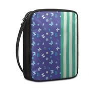 Lovewang Couverture Bible Rayé Vert Violet Pochette Livre en Tissu Toile Polyeste avec Poignée et Fermeture éclair Housse de Protection pour Bible pour Femme Hommes 27.5x22.5x5.5 cm