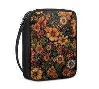 Lovewang Couverture Bible Retro Jaune Floral Pochette Livre en Tissu Toile Polyeste avec Poignée et Fermeture éclair Housse de Protection pour Bible pour Femme Hommes 27.5x22.5x5.5 cm