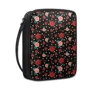 Lovewang Couverture Bible Rouge Noir Floral Pochette Livre en Tissu Toile Polyeste avec Poignée et Fermeture éclair Housse de Protection pour Bible pour Femme Hommes 27.5x22.5x5.5 cm