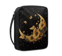 Lovewang Couverture Bible Tournesol Jaune Lune Pochette Livre en Tissu Toile Polyeste avec Poignée et Fermeture éclair Housse de Protection pour Bible pour Femme Hommes 27.5x22.5x5.5 cm