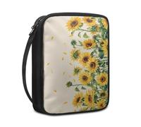 Lovewang Couverture Bible Tournesol Jaune Pochette Livre en Tissu Toile Polyeste avec Poignée et Fermeture éclair Housse de Protection pour Bible pour Femme Hommes 27.5x22.5x5.5 cm