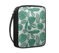 Lovewang Couverture Bible Vert Feuille Tropicale Pochette Livre en Tissu Toile Polyeste avec Poignée et Fermeture éclair Housse de Protection pour Bible pour Femme Hommes 27.5x22.5x5.5 cm