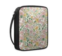 Lovewang Couverture Bible Vert Jaune Floral Pochette Livre en Tissu Toile Polyeste avec Poignée et Fermeture éclair Housse de Protection pour Bible pour Femme Hommes 27.5x22.5x5.5 cm