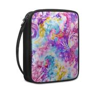 Lovewang Couverture Bible Violet Jaune Abstrait Pochette Livre en Tissu Toile Polyeste avec Poignée et Fermeture éclair Housse de Protection pour Bible pour Femme Hommes 27.5x22.5x5.5 cm