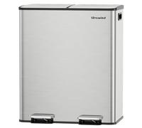 LOVEWIND Poubelle de cuisine, 2 x 30 l, double pour le recyclage et les déchets, en acier inoxydable, avec couvercle et seaux intérieurs, grande capacité, couvercle avec fonction Soft Close