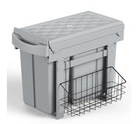 lovewind Poubelle tandem, 10 L + 20 L, avec panier latéral suspendu, pour armoires de 300 mm de large et plus, séparation des déchets à extension complète avec rails télescopiques, gris foncé