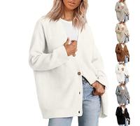 LOVEWLVNCL Cashmere Cocoon Cardigan, 2023 Fall New Cocoon Cardigan, Women V Neck Cardigans Casual Loose Knit Outwear Sweaters (Color : Blanc, Size : L)
