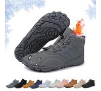 LOVEWLVNCL Chaussures Pieds Nus d'hiver Femme Homme Unisexe Plein Air Chaudes Imperméable Antidérapante Minimalistes Confortable Zero Drop Chaussures Nus Trail Chaussures De Randonnée(Gris,45 EU)