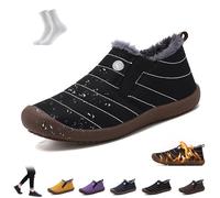 LOVEWLVNCL Men Women Waterproof Warm Plush Lined Outdoor Snow Ankle Boots Winter Comfortable Anti-Slip Slip-on Lightweight Winter House Shoes Snow Ankle Booties(Noir,35 EU)