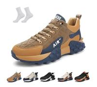 LOVEWLVNCL Men's Orthopedic Comfort Sneaker 2025 Casual Waterproof Breathable Non Slip Slip-on Lightweight Tennis Sneaker Orthopedic Walking Running Shoes Arch Support(Brun,44 EU)