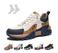 LOVEWLVNCL Men's Orthopedic Comfort Sneaker 2025 Casual Waterproof Breathable Non Slip Slip-on Lightweight Tennis Sneaker Orthopedic Walking Running Shoes Arch Support(Kaki,44 EU)
