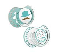 LOVI 2x Sucette en silicone pour bébé 0-3 mois | Lot de 2 | Hygiène de la couverture | Effet apaisant | Protège le réflexe de succion | Collection Retro Baby | Vert