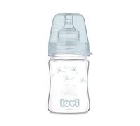LOVI Biberon en verre anti-colique avec tétine dynamique,150 ml, 0+ Mois, Système de ventilation SUPER, Protection du réflexe de succion, Collection Botanic