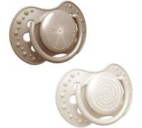 LOVI sucette 0-3 mois, Sucettes pour bébés avec tétine en silicone, Embout dynamique, Sans BPA, Collection Harmony, 2 pièces, Beige