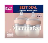 LOVI Mammafeel Biberon pour bébé, avec tétine, adapté à l'allaitement, anti-colique, sans BPA, 2 x 150 ml