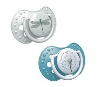 LOVI sucette 0-3 mois, Sucettes pour bébés avec tétine en silicone, Embout dynamique, Sans BPA, Collection Botanic, 2 pièces, Bleu