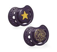 LOVI sucette 3-6 mois, Sucettes pour bébés avec tétine en silicone, Embout dynamique, Sans BPA, Collection Stardust, 2 pièces, Violet