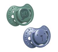 LOVI sucette 3-6 mois, Sucettes pour bébés avec tétine en silicone, Embout dynamique, Sans BPA, Collection Hey, 2 pièces, Bleu