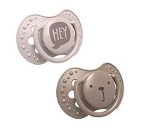 LOVI sucette 3-6 mois, Sucettes pour bébés avec tétine en silicone, Embout dynamique, Sans BPA, Collection Hey, 2 pièces, Marron
