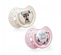 LOVI sucette 3-6 mois, Sucettes pour bébés avec tétine en silicone, Embout dynamique, Sans BPA, Collection Wild Soul, 2 pièces, Rose
