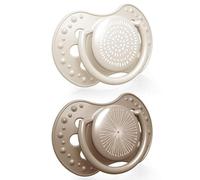 LOVI sucette 6-18 mois, Sucettes pour bébés avec tétine en silicone, Embout dynamique, Sans BPA, Collection Harmony, 2 pièces, Beige