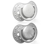 LOVI sucette 18+ mois, Sucettes pour bébés avec tétine en silicone, Embout dynamique, Sans BPA, Collection Harmony, 2 pièces, Gris