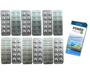 Lovibond Lot de 120 comprimés de test - 60 pastilles de phénol rouge (pH) et 60 DPD1 (chlore) pour testeur d'eau (Rapid, correspondance des couleurs) 6 bandes de 10 comprimés avec fible d'entretien Powerhaus24