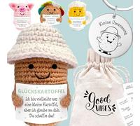LOViLEE Siggi Positive Patate Siggi dans un coffret cadeau - Potate positive avec pochette cadeau et sac de rangement - Examen porte-bonheur - Vous pouvez créer le cadeau, cadeau de muter, bon
