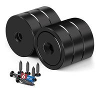 LOVIMAG Lot de 6 aimants puissants en néodyme de 9 kg, aimants d'armoire avec vis, aimant de terre rare pour maintenir des outils, porte, serrures d'armoire magnétiques, noir, 1,6 x 0,5 cm