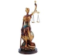 Lovin Product 33cm Statue Assise de la Justice, Figurine en Résine de la Déesse Grecque de la Justice, Cadeau de Bureau pour Avocat et Juge, Justice Aveugle avec Balance et Épée