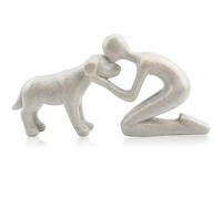 Lovin Product Statue Chien & Moi - Sculpture en Grès Décoration d'Intérieur, Cadeau-Souvenir Mignon pour Amateurs de Chiens, Figurine pour Étagère, Salon, Chambre, Bureau