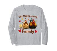 Loving Cute Chicken Family Hen Rooster Chick Funny Farmer Manche Longue