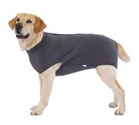 LovinPet Combinaison post-opératoire de couleur unie avec panneau ventral rembourré, couverture douce de l'abdomen pour chiens de grande taille, gris, taille L