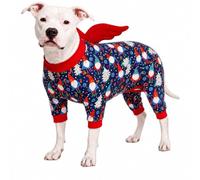 LovinPet Pyjama de Noël pour grand chien, imprimé un gnome à FA La Navy | Costume de Noël pour chiens avec ailes détachables, pull léger, pyjama pour chien de grande race, pyjama pour animaux