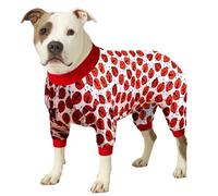 LovinPet Pyjama pour chiens de grande taille, grenouillère Pitbull, coupe ajustée, pyjama léger à enfiler - Vêtements Pitbull, vêtements à couverture complète pour chiens, imprimés coccinelles rouges