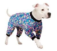 LovinPet Pyjama pour Chiens géants, vêtements Pitbull, Tricot Extensible, imprimé de Fleurs hawaïennes, Pyjama pour Grands Chiens, Pyjama pour Pitbulls, Combinaison pour Grands Chiens, Taille XL