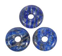 Lovionus89 Donut en cristal, 3 pièces de pièce chanceuse avec grand trou Amulette Cercle de la paix Bijoux en cristal de guérison pour bricolage, Lapis - lazuli