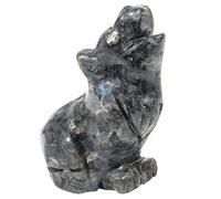 Lovionus89 Figurine de Loup en Cristal, Statues d'animaux sculptées à la Main en Pierre pour la décoration de la Maison, 2,5 Pouces, Labradoritis