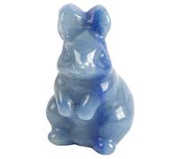 Lovionus89 Figurines de décoration en cristal de lapin, 5 cm pierres de guérison naturelles sculptées à la main ornements Colletctible, aventurine bleue