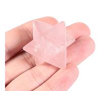 Lovionus89 Naturel Générateur d'énergie de méditation sacrée de Protection de Cristal Merkaba, guérison des Chakras, étoile à Six Pointes de 1 Pouce, Quartz Rose