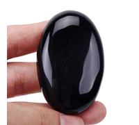 Lovionus89 Obsidienne noire Pierre de souci ovale, Pierre d'énergie de massage en cristal de guérison de poche de paume de spa