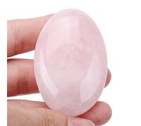 Lovionus89 Pierres de relaxation en quartz rose, pierre d'énergie naturelle de poche de palmier pour massage spa