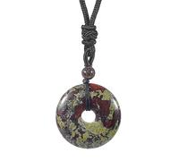 Lovionus89 Rond Donut Pierre cristal pendentif heureux amulette guérir femmes hommes main collier charme, Pierre de sang de dragon