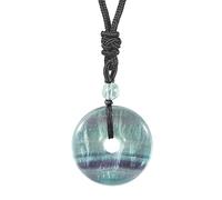 Lovionus89 Rond Donut Pierre cristal pendentif heureux amulette guérir femmes hommes main collier charme
