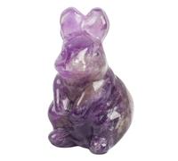 Lovionus89 Sculpture de lapin en cristal, statue de figurine de lapin de 1,5 pouces animal en pierre précieuse pour la décoration intérieure ou objets de collection, améthyste