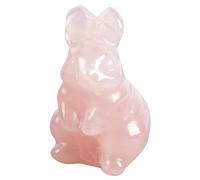 Lovionus89 Sculpture de lapin en cristal, Statue de Figurine de Lapin de 1,5 Pouces Animal en Pierre Précieuse pour la décoration de la Maison ou Objets de Collection, Quartz Rose