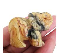 Lovionus89 Statue de Cristal sculptée à la Main de Petit éléphant de 40 mm, décoration de Sculpture animalière pour la Maison ou Le Bureau, Gardien, Agate Folle