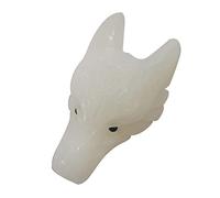 Lovionus89 Statue en Pierre Naturelle en Forme de tête de Loup, Mini Sculpture en Cristal pour la thérapie Animale, Bijoux DIY avec Trou, Jade Blanc