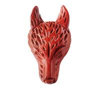 Lovionus89 Statue en Pierre Naturelle en Forme de tête de Loup, Mini Sculpture en Cristal pour la thérapie Animale, Bijoux DIY avec Trou, Jaspe Rouge